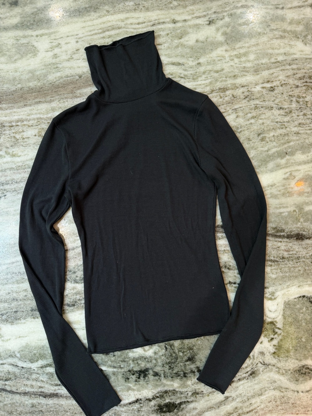 Abercrombie & Fitch Black Ribbed Turtleneck Long-Sleeve Top